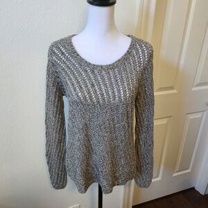 Eileen Fisher Women's Gray Cotton Open Knit Sweater Long Sleeve Size L